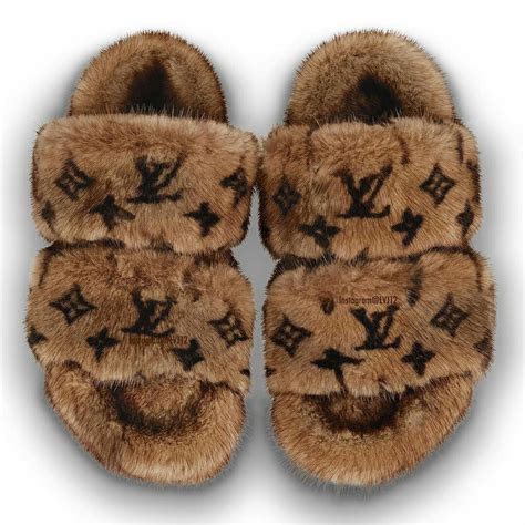 louis vuitton slippers real fur|louis vuitton flat mule slippers.